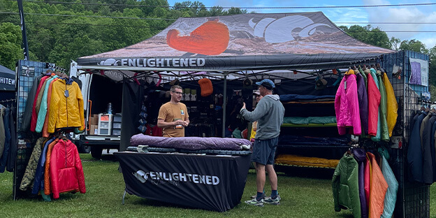 a picture of enlightened equipments booth at appalachian trail days